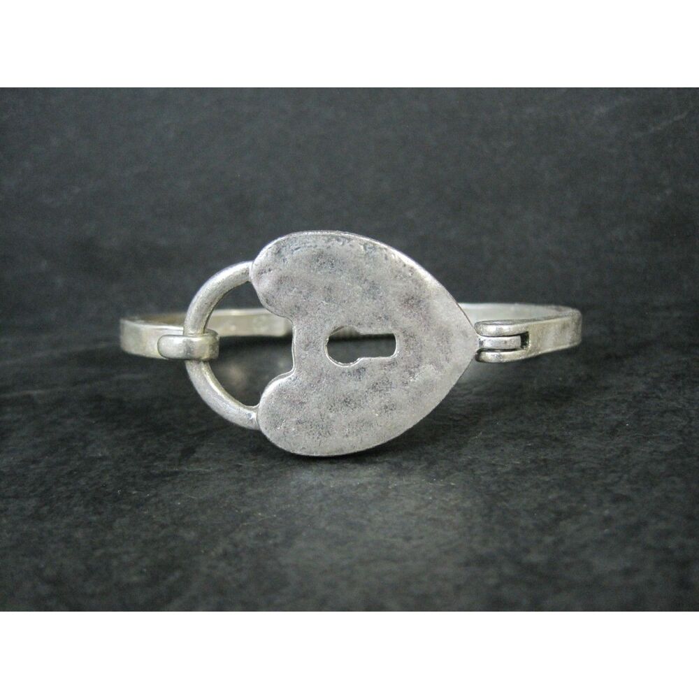 Hinged Heart Padlock Bracelet 7"